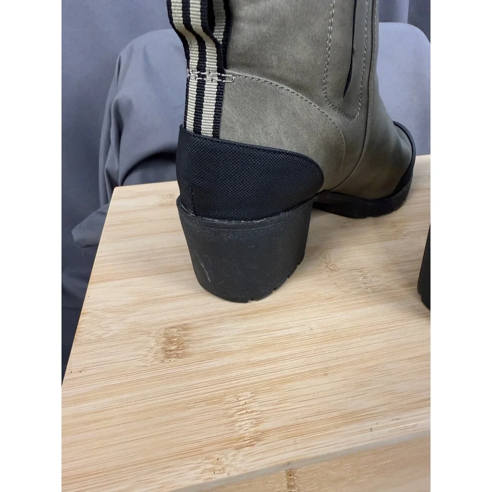 Dr. Scholl's Ankle Boots Olive Green 8.5 M Level Best Block Heel Utility Bootie